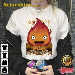 Fire Demon Calcifer Howls Moving Castle Ghibli Anime Unisex T Shirt 1.jpg