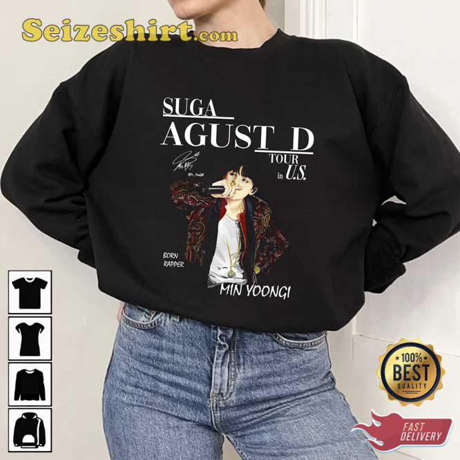 Suga Agust D Min Yoongi World Tour In U.S Crewneck Shirt Suga Agust D Min Yoongi World Tour In U.S Crewneck Shirt