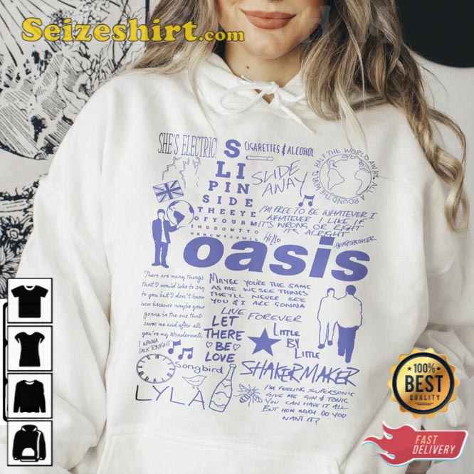 Oasis Doodle Art Lyric Album Song Music T-Shirt Oasis Doodle Art Lyric Album Song Music T-Shirt