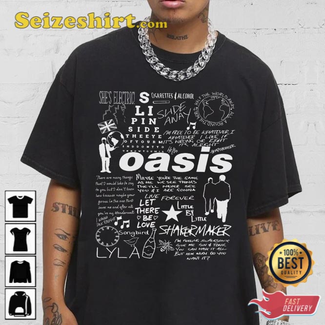 Oasis Doodle Art Lyric Album Song Music T-Shirt Oasis Doodle Art Lyric Album Song Music T-Shirt