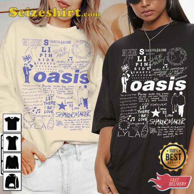 Oasis Doodle Art Lyric Album Song Music T-Shirt Oasis Doodle Art Lyric Album Song Music T-Shirt