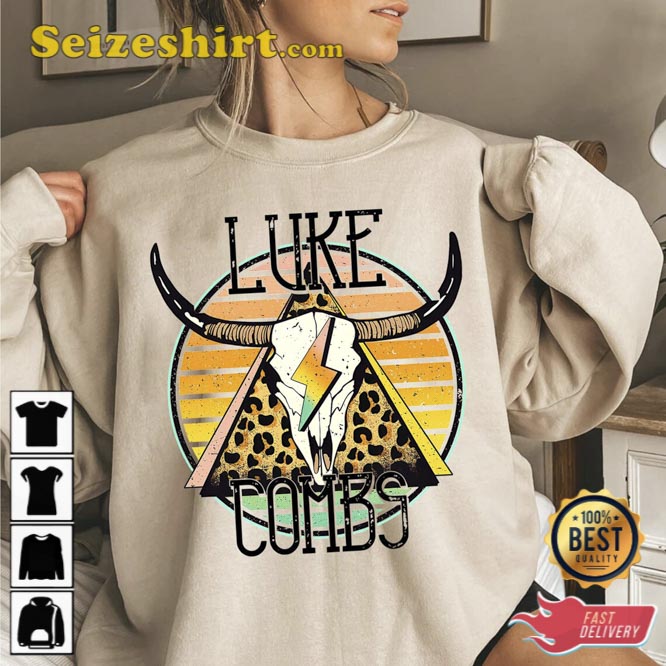 Vintage Luke Combs Western Shirt Boho Cow Skull Tee Shirt Vintage Luke Combs Western Shirt Boho Cow Skull Tee Shirt
