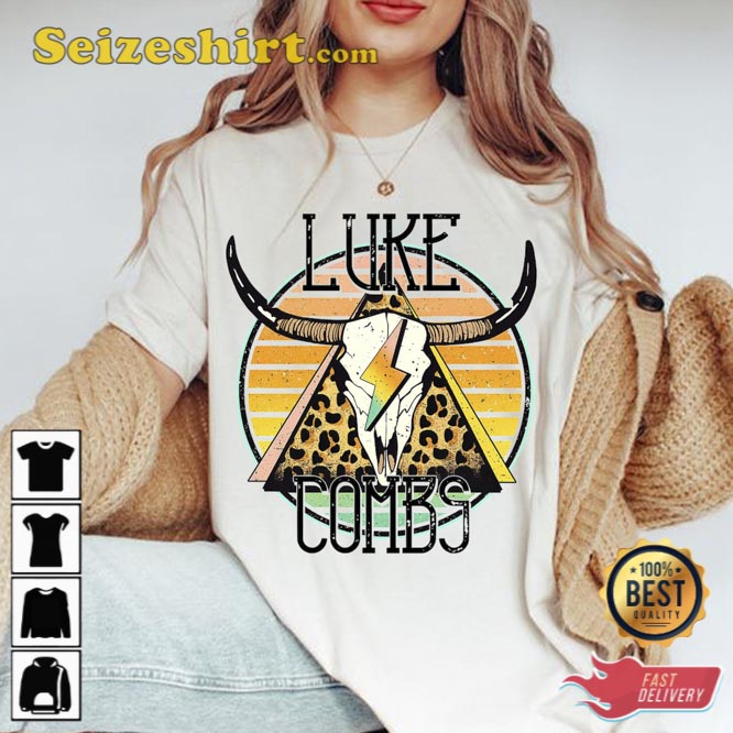 Vintage Luke Combs Western Shirt Boho Cow Skull Tee Shirt Vintage Luke Combs Western Shirt Boho Cow Skull Tee Shirt