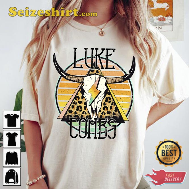 Vintage Luke Combs Western Shirt Boho Cow Skull Tee Shirt Vintage Luke Combs Western Shirt Boho Cow Skull Tee Shirt