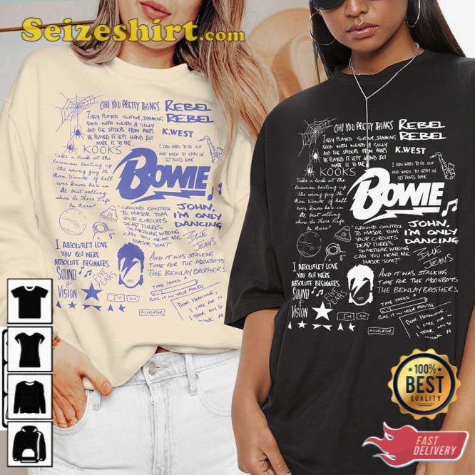 David Bowie Doodle Art Lyric Album Song Music T-Shirt David Bowie Doodle Art Lyric Album Song Music T-Shirt