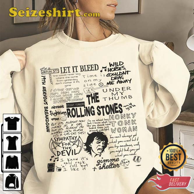 The Rolling Stones Lyric Album Song Music T-Shirt The Rolling Stones Lyric Album Song Music T-Shirt
