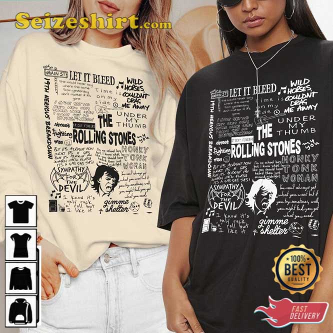 The Rolling Stones Lyric Album Song Music T-Shirt The Rolling Stones Lyric Album Song Music T-Shirt