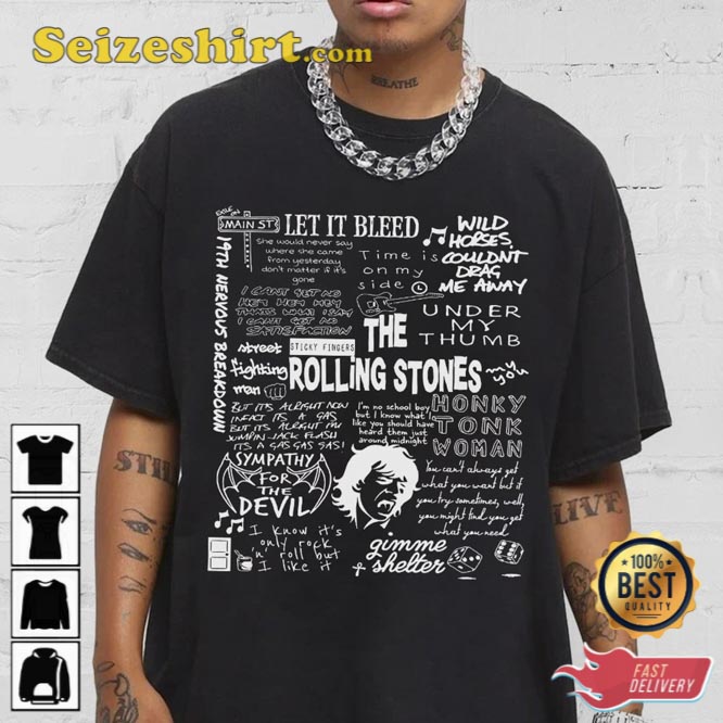 The Rolling Stones Lyric Album Song Music T-Shirt The Rolling Stones Lyric Album Song Music T-Shirt
