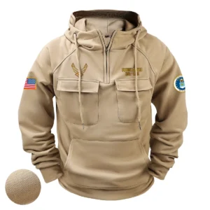 Steadfast Honor Custom U.S. Air Force Tactical Quarter Zip Hoodie American Valor Edition for U.S. Air Force Veterans Khaki