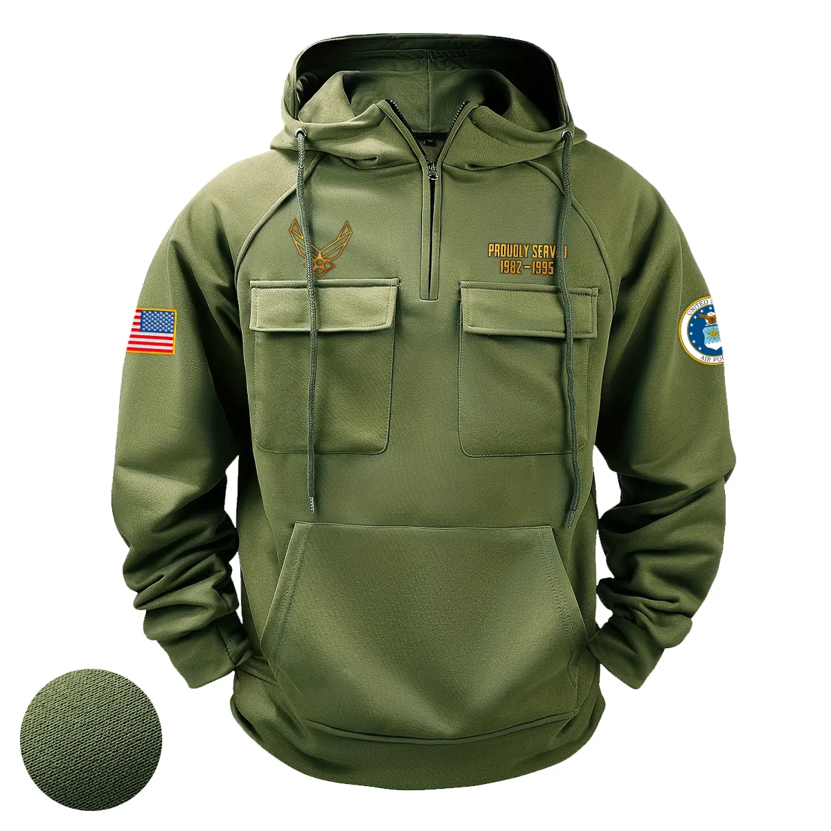 Steadfast Legacy Edition Personalized U.S. Air Force Tactical Quarter Zip Hoodie American Valor Edition for U.S. Air Force Veterans Army Green Steadfast Legacy Edition Personalized U.S. Air Force Tactical Quarter Zip Hoodie American Valor Edition for U.S. Air Force Veterans Army Green