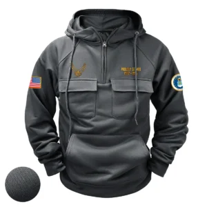 U.S. Air Force Veterans Steadfast Freedom Custom U.S. Air Force Tactical Quarter Zip Hoodie American Valor Edition Gray