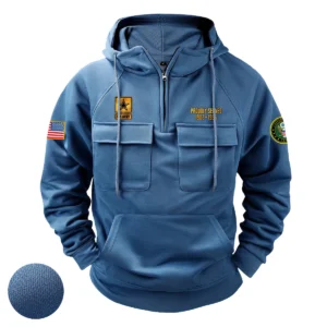 Steadfast Sacrifice Inspired Custom U.S. Army Tactical Quarter Zip Hoodie American Valor Edition for U.S. Army Veterans Blue