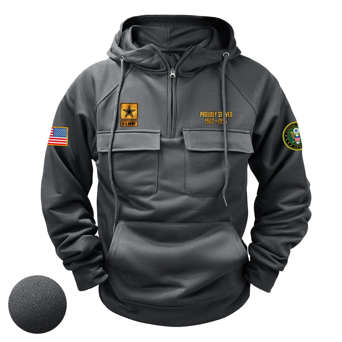 Steadfast Commitment Custom U.S. Army Tactical Quarter Zip Hoodie American Valor Edition for U.S. Army Veterans Gray Steadfast Commitment Custom U.S. Army Tactical Quarter Zip Hoodie American Valor Edition for U.S. Army Veterans Gray