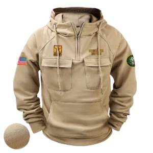 U.S. Army Tactical Quarter Zip Hoodie American Valor Edition Personalized Steadfast Heritage Tribute for U.S. Army Veterans Khaki