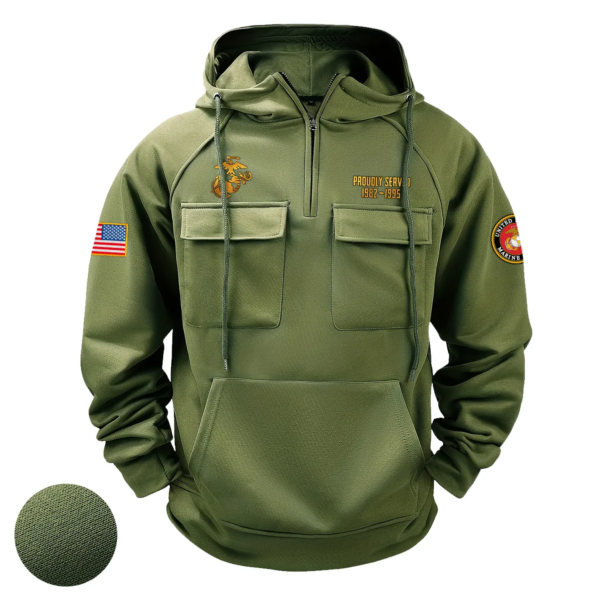 U.S. Marine Corps Veterans Patriotic Legacy Custom U.S. Marine Corps Tactical Quarter Zip Hoodie American Valor Edition Army Green U.S. Marine Corps Veterans Patriotic Legacy Custom U.S. Marine Corps Tactical Quarter Zip Hoodie American Valor Edition Army Green