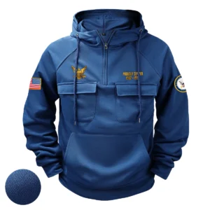 Personalized U.S. Navy Tactical Quarter Zip Hoodie American Valor Edition Patriotic Pride Gift for U.S. Navy Veterans Dark Blue