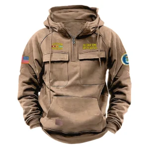Vietnam Veterans Patriotic Excellence Custom Vietnam Veteran U.S. Air Force Tactical Quarter Zip Hoodie Khaki