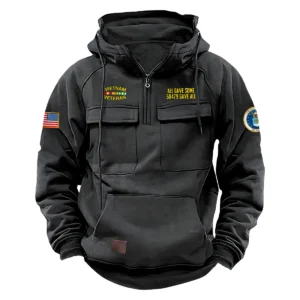 Personalized Vietnam Veteran U.S. Air Force Tactical Quarter Zip Hoodie Patriotic Loyalty Gift for Vietnam Veterans Gray