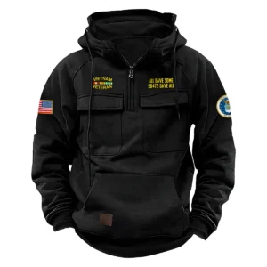 Patriotic Fortitude Custom Vietnam Veteran U.S. Air Force Tactical Quarter Zip Hoodie for Vietnam Veterans Black