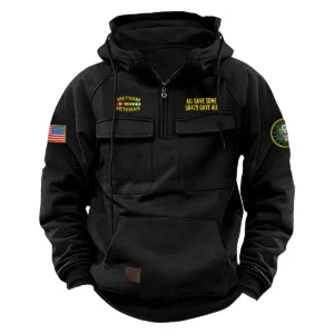 Custom Fearless Honor Vietnam Veteran U.S. Army Tactical Quarter Zip Hoodie Honoring Vietnam Veterans Black