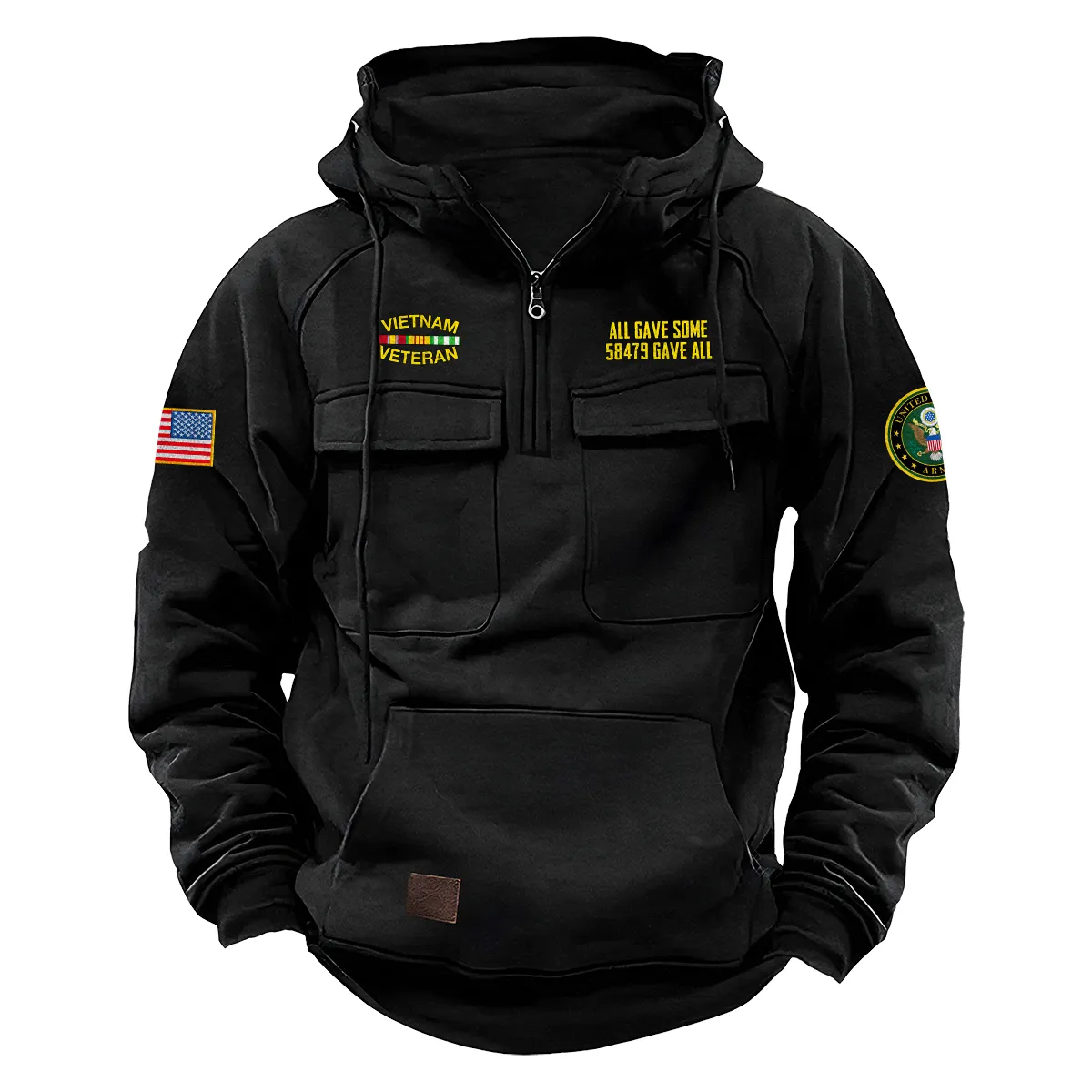 Custom Fearless Honor Vietnam Veteran U.S. Army Tactical Quarter Zip Hoodie Honoring Vietnam Veterans Black Custom Fearless Honor Vietnam Veteran U.S. Army Tactical Quarter Zip Hoodie Honoring Vietnam Veterans Black
