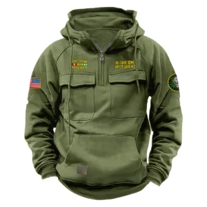 Fearless Service Edition Personalized Vietnam Veteran U.S. Army Tactical Quarter Zip Hoodie for Vietnam Veterans Army Green