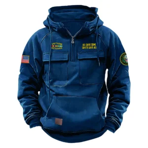 Personalized Vietnam Veteran U.S. Army Tactical Quarter Zip Hoodie Celebrating Fearless Legacy for Vietnam Veterans Dark Blue