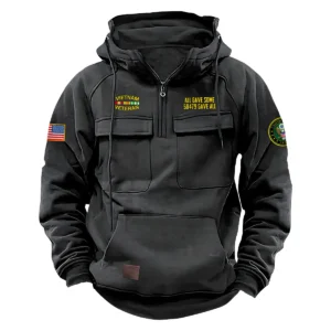 Fearless Freedom Inspired Custom Vietnam Veteran U.S. Army Tactical Quarter Zip Hoodie for Vietnam Veterans Gray