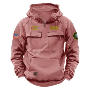 Vietnam Veteran U.S. Army Tactical Quarter Zip Hoodie Custom Fearless Sacrifice Salute to Vietnam Veterans Pink