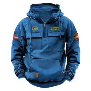 Vietnam Veteran U.S. Marine Corps Tactical Quarter Zip Hoodie Personalized Fearless Fortitude Tribute for Vietnam Veterans Blue