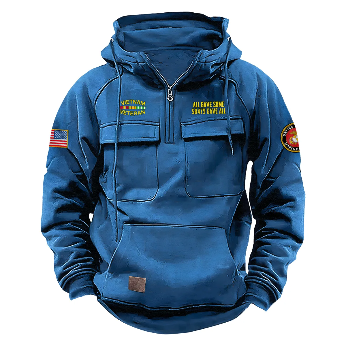 Vietnam Veteran U.S. Marine Corps Tactical Quarter Zip Hoodie Personalized Fearless Fortitude Tribute for Vietnam Veterans Blue Vietnam Veteran U.S. Marine Corps Tactical Quarter Zip Hoodie Personalized Fearless Fortitude Tribute for Vietnam Veterans Blue