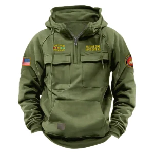 Honorable Honor Edition Personalized Vietnam Veteran U.S. Marine Corps Tactical Quarter Zip Hoodie for Vietnam Veterans Army Green