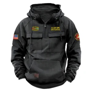 Vietnam Veterans Honorable Service Custom Vietnam Veteran U.S. Marine Corps Tactical Quarter Zip Hoodie Gray