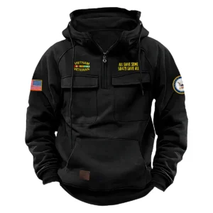 Honorable Legacy Inspired Custom Vietnam Veteran U.S. Navy Tactical Quarter Zip Hoodie for Vietnam Veterans Black