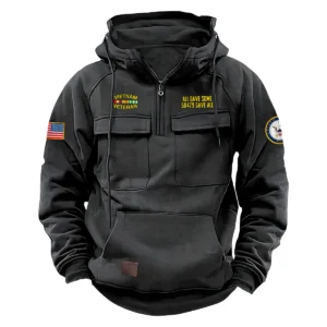Personalized Vietnam Veteran U.S. Navy Tactical Quarter Zip Hoodie Honorable Sacrifice Gift for Vietnam Veterans Gray