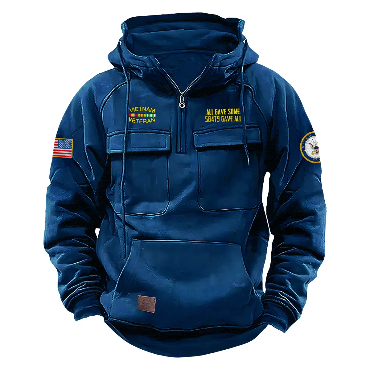 Custom Honorable Brotherhood Vietnam Veteran U.S. Navy Tactical Quarter Zip Hoodie Honoring Vietnam Veterans Dark Blue Custom Honorable Brotherhood Vietnam Veteran U.S. Navy Tactical Quarter Zip Hoodie Honoring Vietnam Veterans Dark Blue