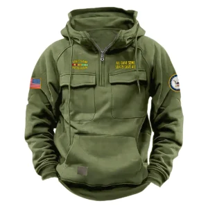 Honorable Commitment Edition Personalized Vietnam Veteran U.S. Navy Tactical Quarter Zip Hoodie for Vietnam Veterans Army Green