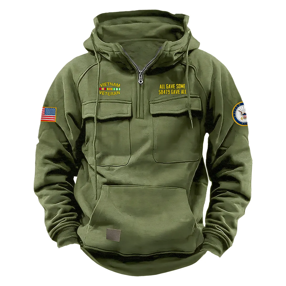 Honorable Commitment Edition Personalized Vietnam Veteran U.S. Navy Tactical Quarter Zip Hoodie for Vietnam Veterans Army Green Honorable Commitment Edition Personalized Vietnam Veteran U.S. Navy Tactical Quarter Zip Hoodie for Vietnam Veterans Army Green