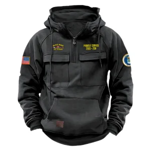 Iraq War Veteran U.S. Air Force Tactical Quarter Zip Hoodie Personalized Honorable Loyalty Tribute for Iraq War Veterans Gray