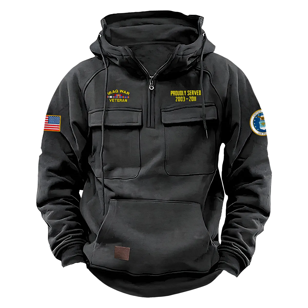 Iraq War Veteran U.S. Air Force Tactical Quarter Zip Hoodie Personalized Honorable Loyalty Tribute for Iraq War Veterans Gray Iraq War Veteran U.S. Air Force Tactical Quarter Zip Hoodie Personalized Honorable Loyalty Tribute for Iraq War Veterans Gray