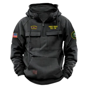Custom Honorable Fortitude Iraq War Veteran U.S. Army Tactical Quarter Zip Hoodie Honoring Iraq War Veterans Gray