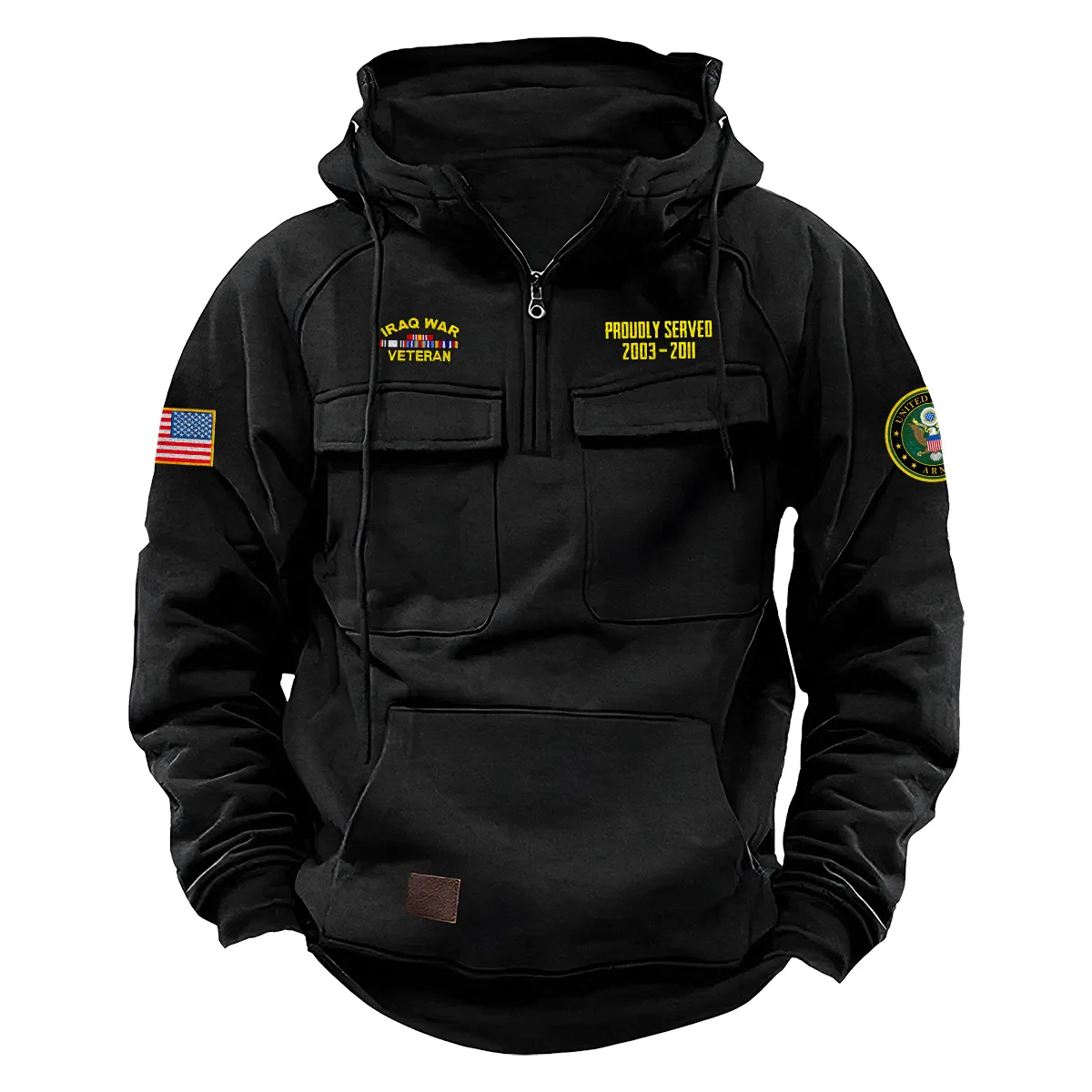 Resolute Valor Edition Personalized Iraq War Veteran U.S. Army Tactical Quarter Zip Hoodie for Iraq War Veterans Black Resolute Valor Edition Personalized Iraq War Veteran U.S. Army Tactical Quarter Zip Hoodie for Iraq War Veterans Black