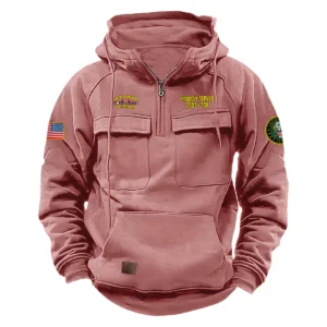 Iraq War Veteran U.S. Army Tactical Quarter Zip Hoodie Custom Resolute Freedom Salute to Iraq War Veterans Pink