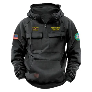 Resolute Sacrifice Custom Iraq War Veteran U.S. Coast Guard Tactical Quarter Zip Hoodie for Iraq War Veterans Gray