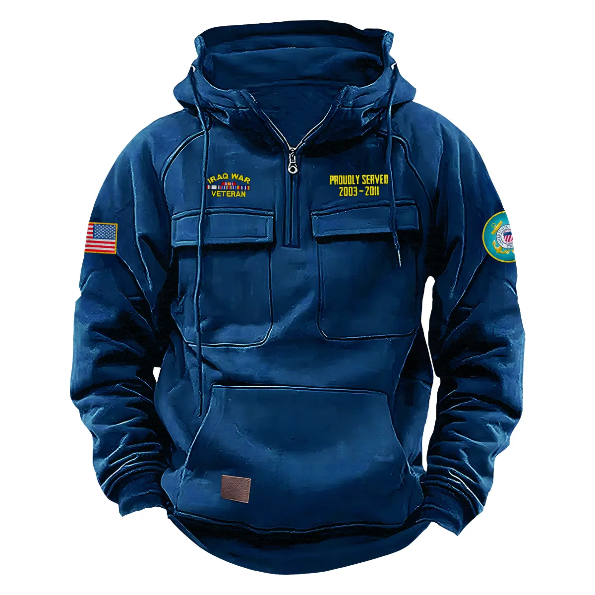 Resolute Brotherhood Edition Personalized Iraq War Veteran U.S. Coast Guard Tactical Quarter Zip Hoodie for Iraq War Veterans Dark Blue Resolute Brotherhood Edition Personalized Iraq War Veteran U.S. Coast Guard Tactical Quarter Zip Hoodie for Iraq War Veterans Dark Blue