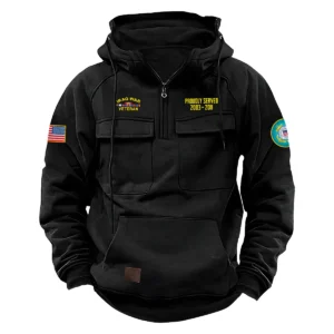 Resolute Devotion Inspired Custom Iraq War Veteran U.S. Coast Guard Tactical Quarter Zip Hoodie for Iraq War Veterans Black