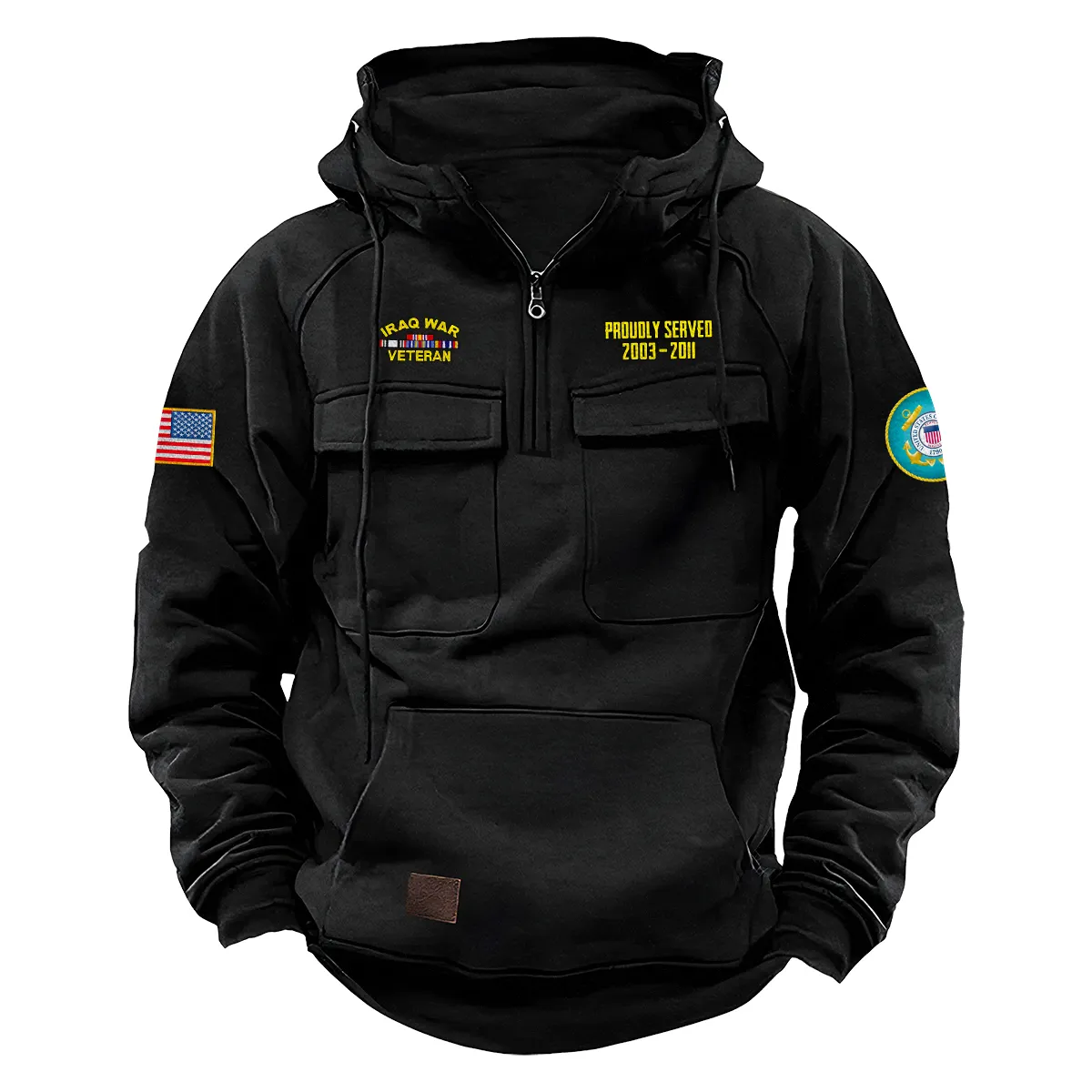 Resolute Devotion Inspired Custom Iraq War Veteran U.S. Coast Guard Tactical Quarter Zip Hoodie for Iraq War Veterans Black Resolute Devotion Inspired Custom Iraq War Veteran U.S. Coast Guard Tactical Quarter Zip Hoodie for Iraq War Veterans Black
