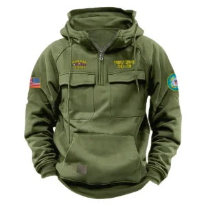 Proud Iraq War Veterans Personalized Iraq War Veteran U.S. Coast Guard Tactical Quarter Zip Hoodie Resolute Excellence Edition Army Green