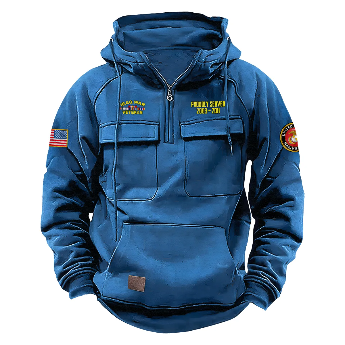 Resolute Spirit Custom Iraq War Veteran U.S. Marine Corps Tactical Quarter Zip Hoodie for Iraq War Veterans Blue Resolute Spirit Custom Iraq War Veteran U.S. Marine Corps Tactical Quarter Zip Hoodie for Iraq War Veterans Blue