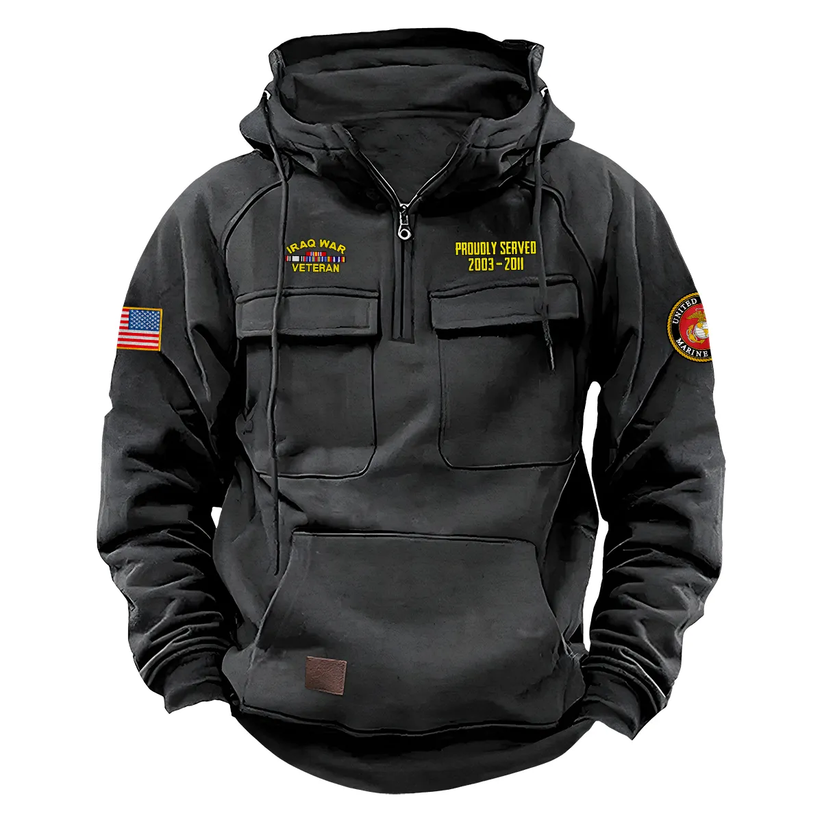 Iraq War Veterans Courageous Valor Custom Iraq War Veteran U.S. Marine Corps Tactical Quarter Zip Hoodie Gray Iraq War Veterans Courageous Valor Custom Iraq War Veteran U.S. Marine Corps Tactical Quarter Zip Hoodie Gray